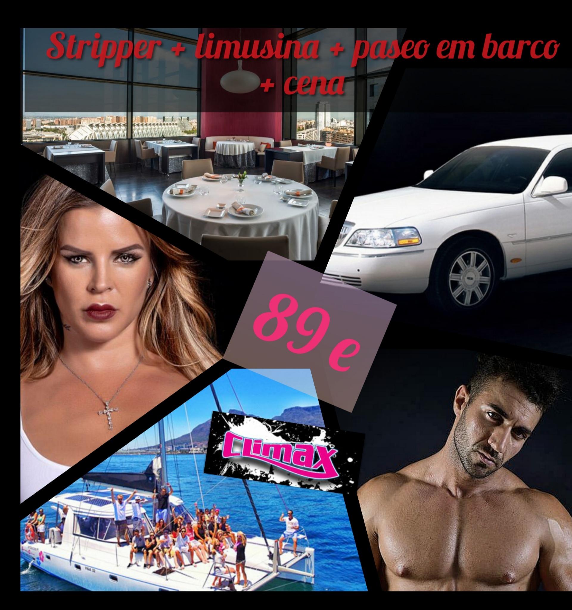 Stripper + limusina + paseo en barco + cena